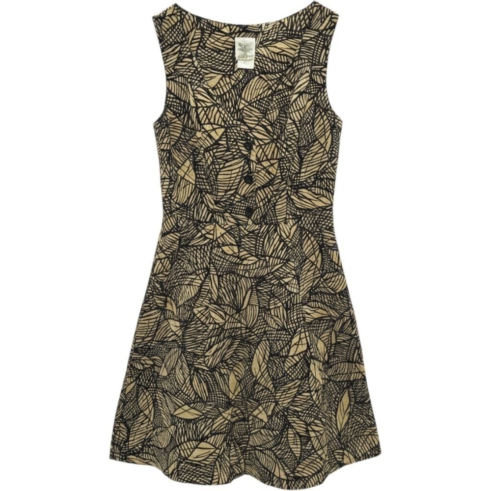 Weston Wear Sleeveless Leaf Print Button Front Mini Dress Women's Size 0 Chic